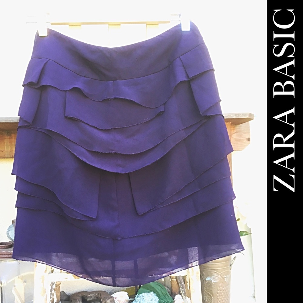Zara Basic Tiered Chiffon Ruffled Mini - image 1